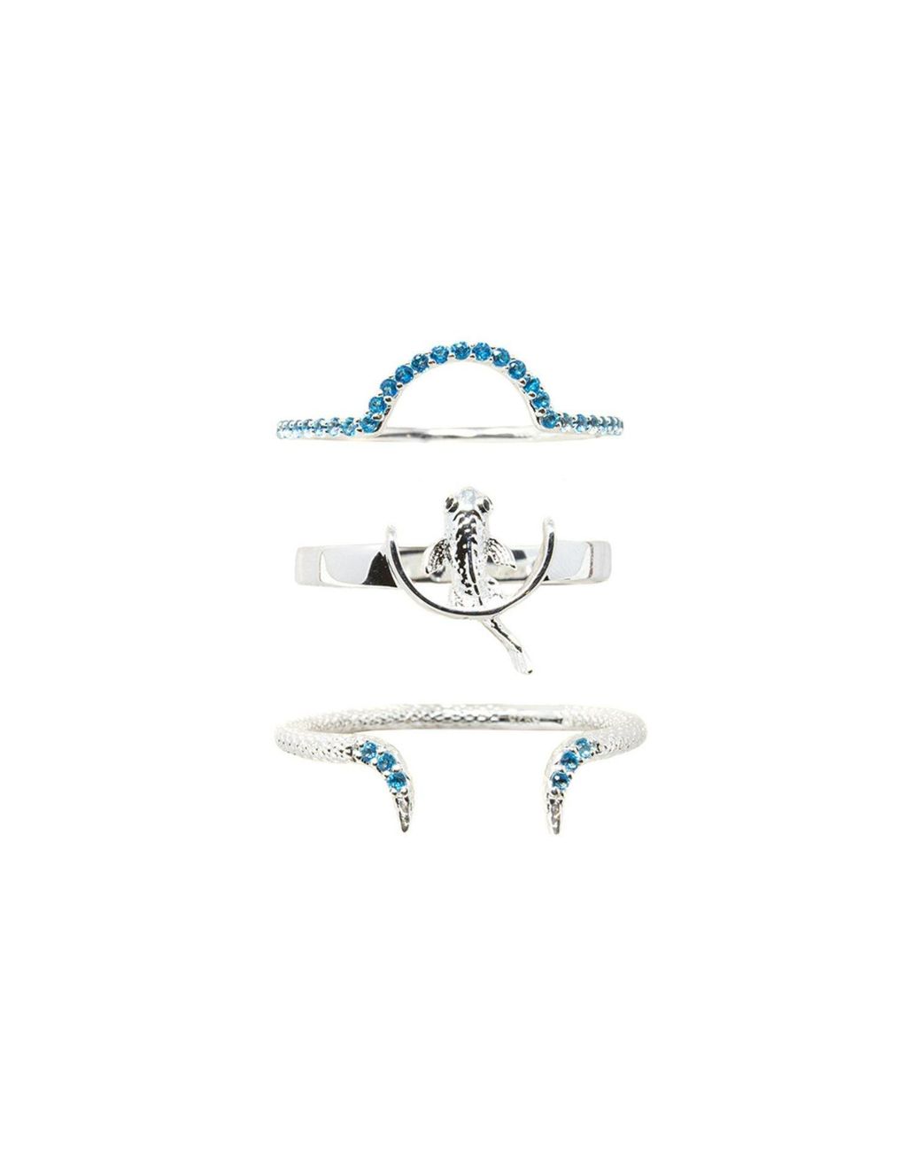NASI SILVER Metallic Neshama Fish Ring