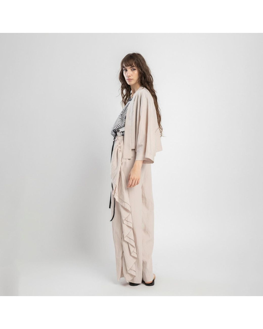 ARTISTA White Neutrals Charm Frill Pants