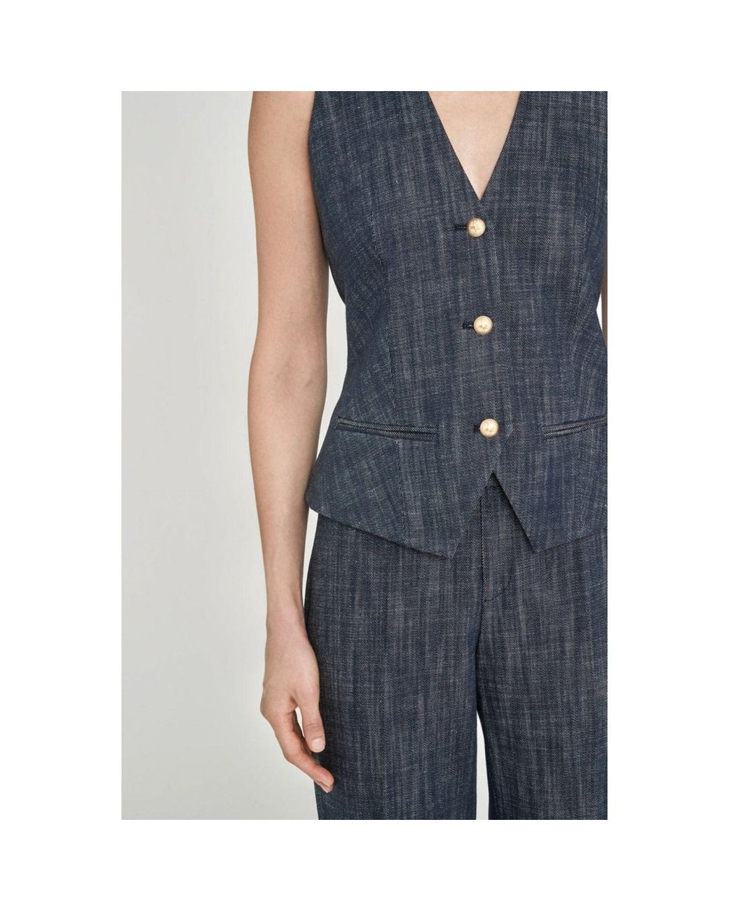 The Extreme Collection Blue Fitted Denim Vest