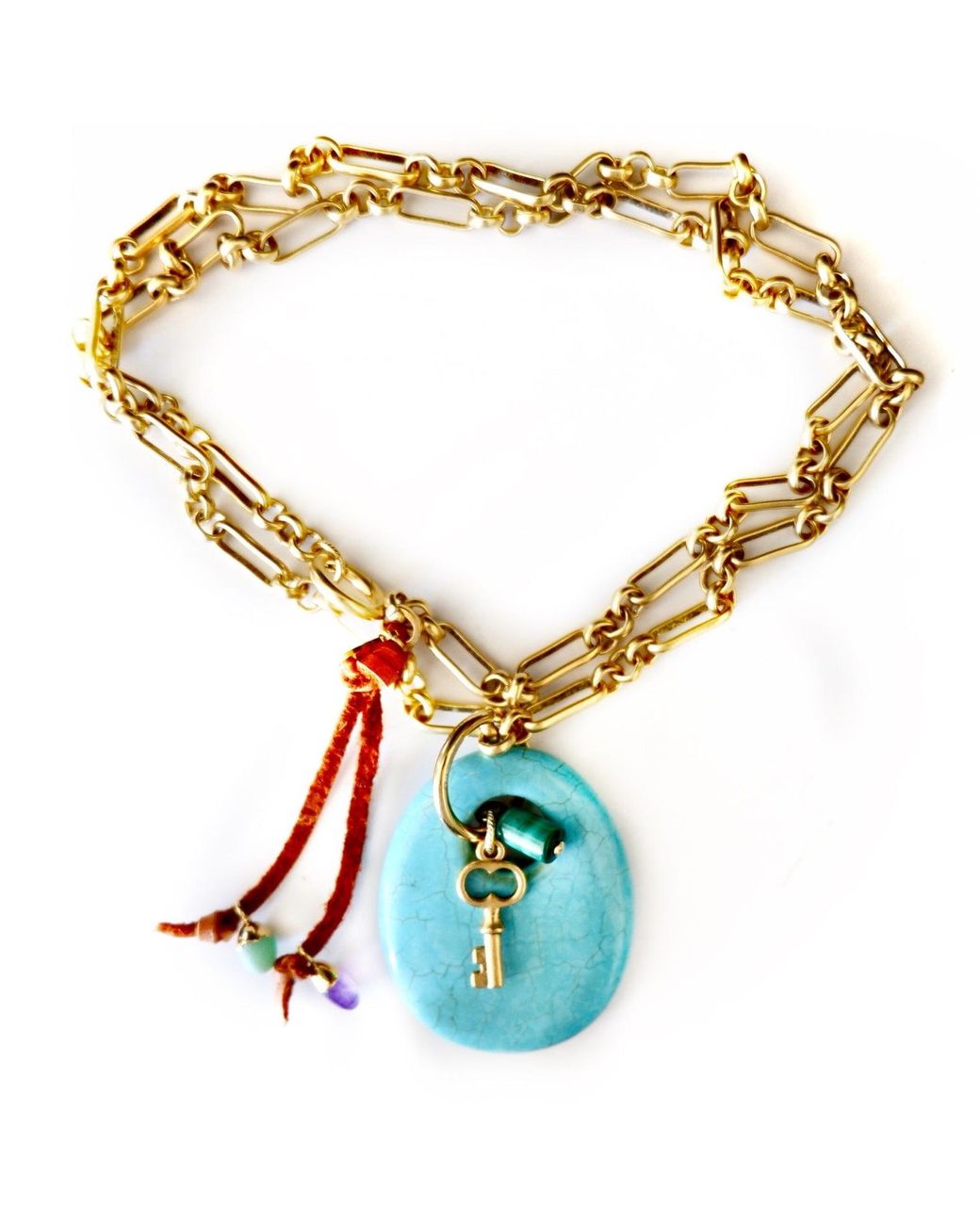 Persia Dona Jewelry Metallic Stone X Key Necklace