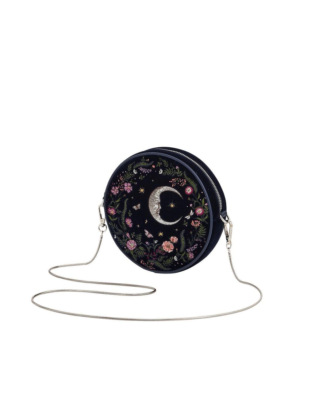 Fable England White Chloe Midnight Garden Embroidered Circle Bag