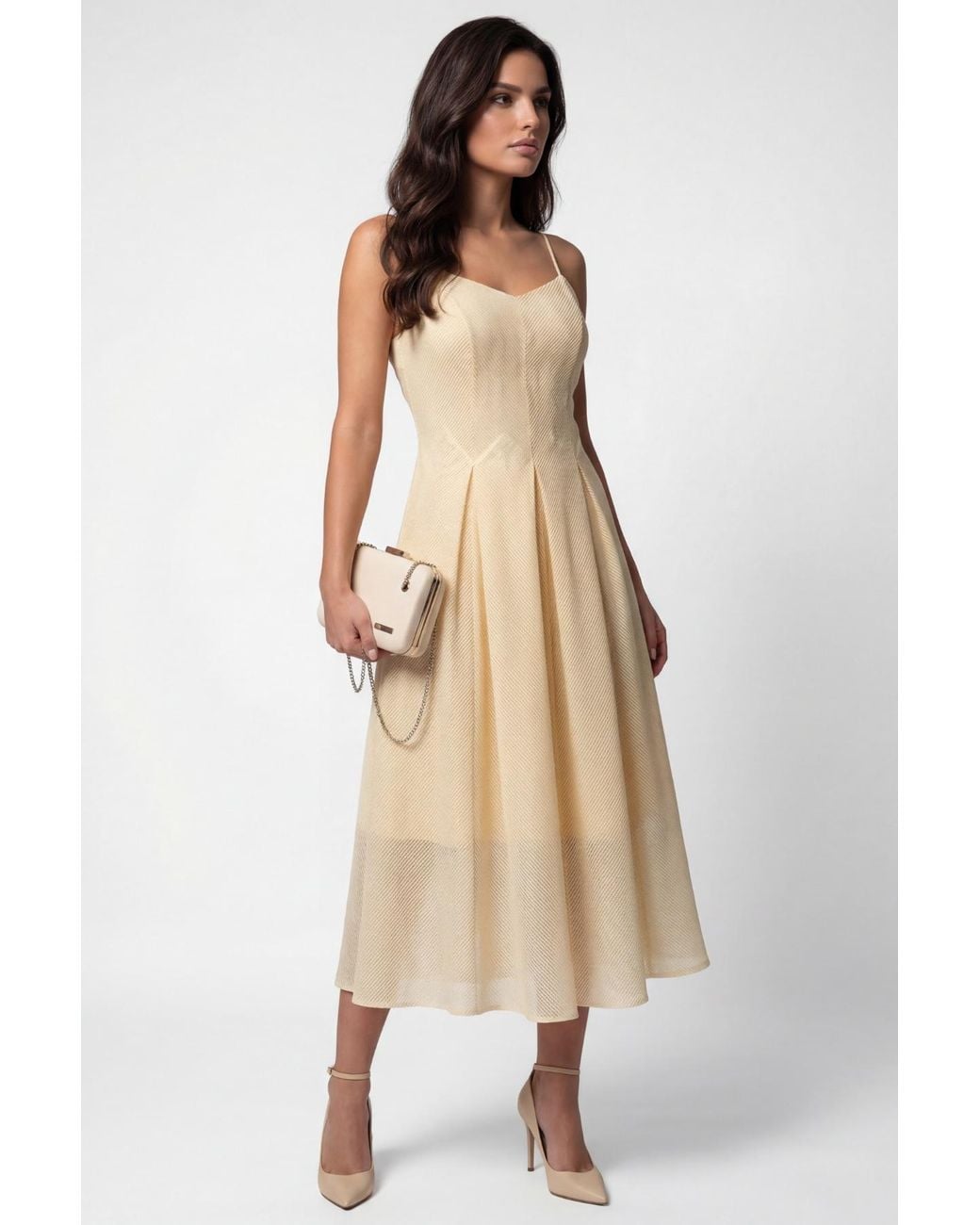 Luna Fashion House White Ivory Midi Dress, Nela