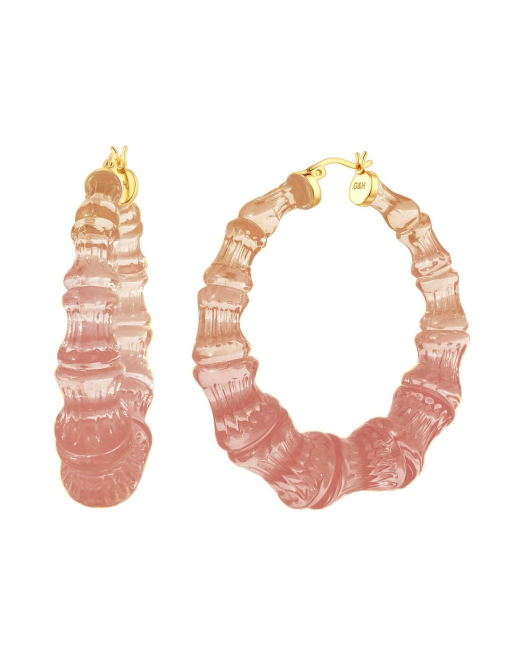 Gold & Honey White Autumn Leaves Bamboo Hoop Earrings