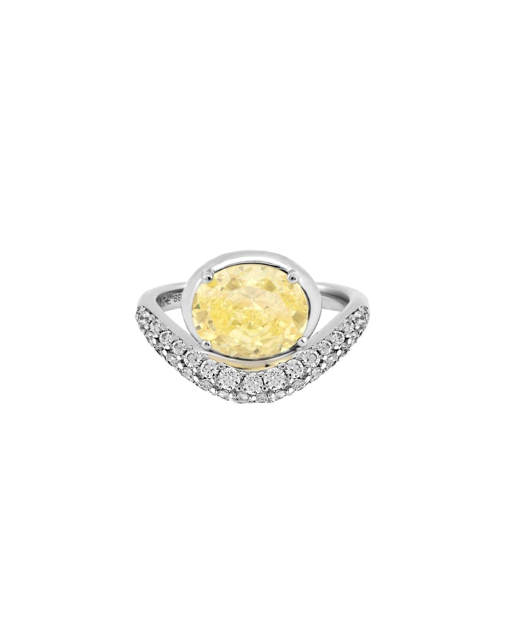 Arte Madrid Metallic Sierra Pavé Contour Oval Solitaire Ring