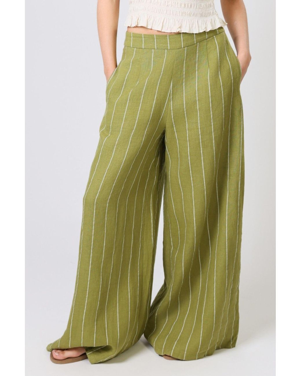 Traffic People Green Parallel Lives And Rene Wide Leg Trousers