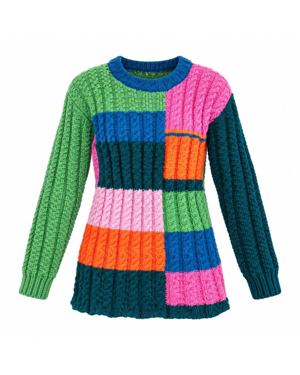 Miro Misljen Green Chromatic Patchwork Jumper – for men