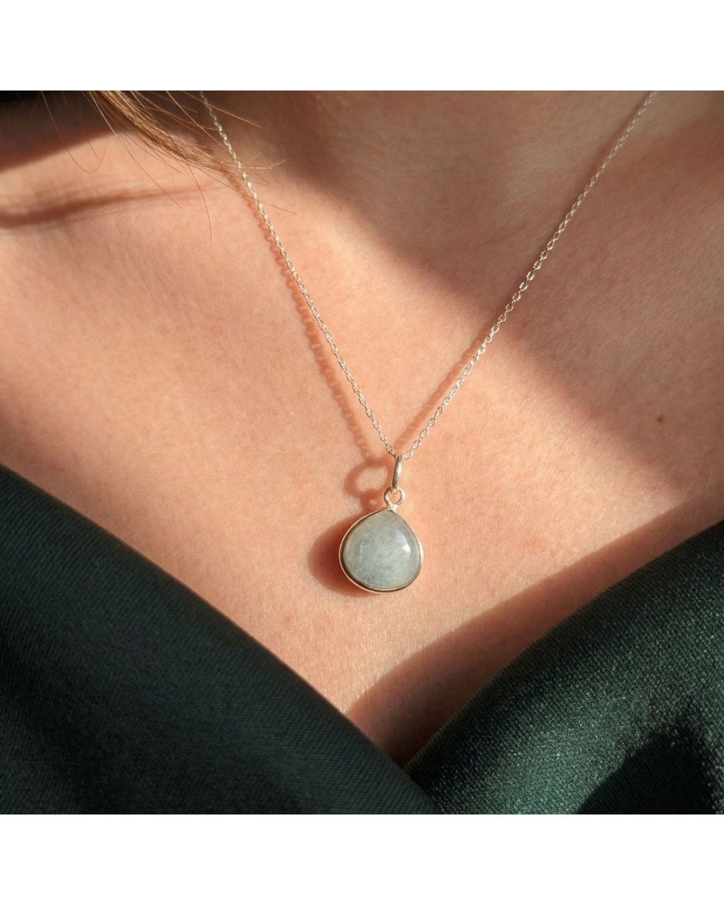 Sophelia Blue Aquamarine March Birthstone Sterling Heart Charm Necklace