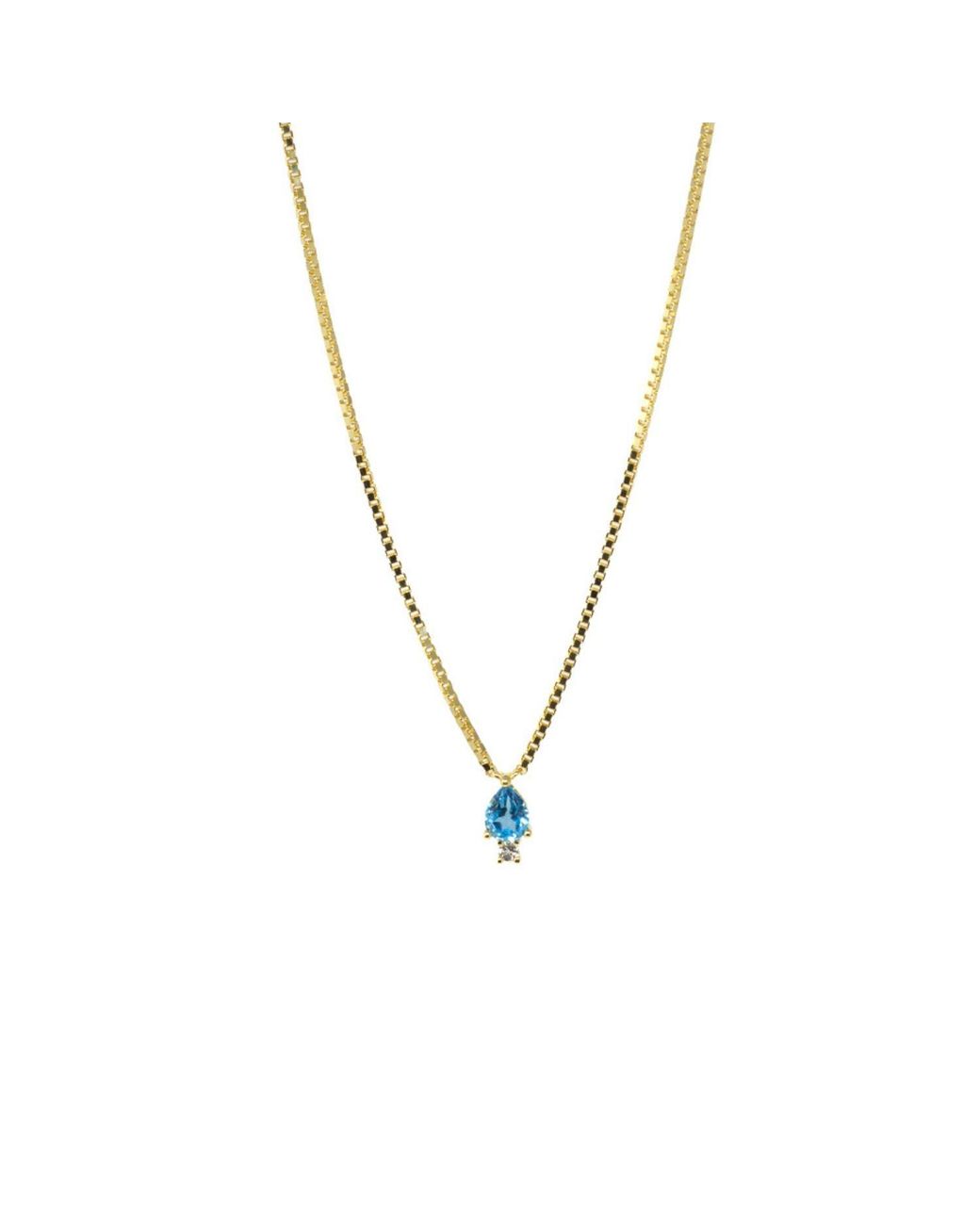NASI SILVER Blue Pear Atarah Necklace- Topaz & Topaz