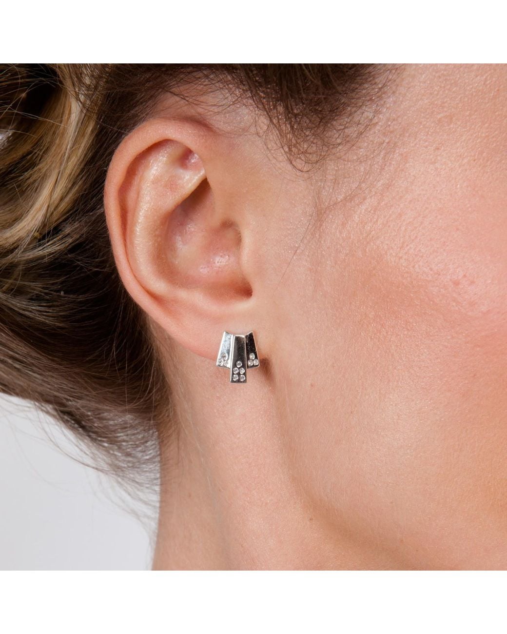Lucy Quartermaine Metallic Triple Layer Studs