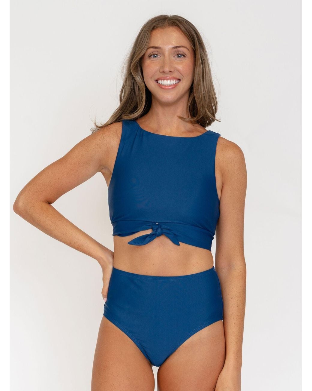 Lime Ricki Swimwear Blue High-Waist Bottom