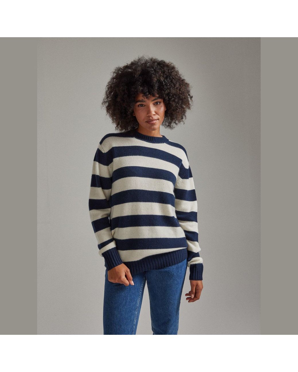 Salts Cashmere Blue Lofty Knit Crew Neck Sweater