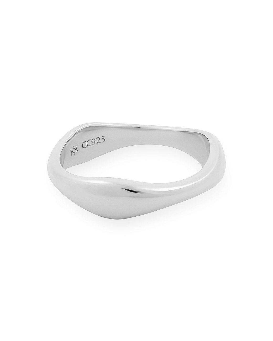 Cote Cache Metallic Symmetry Stackable Wave Ring Set