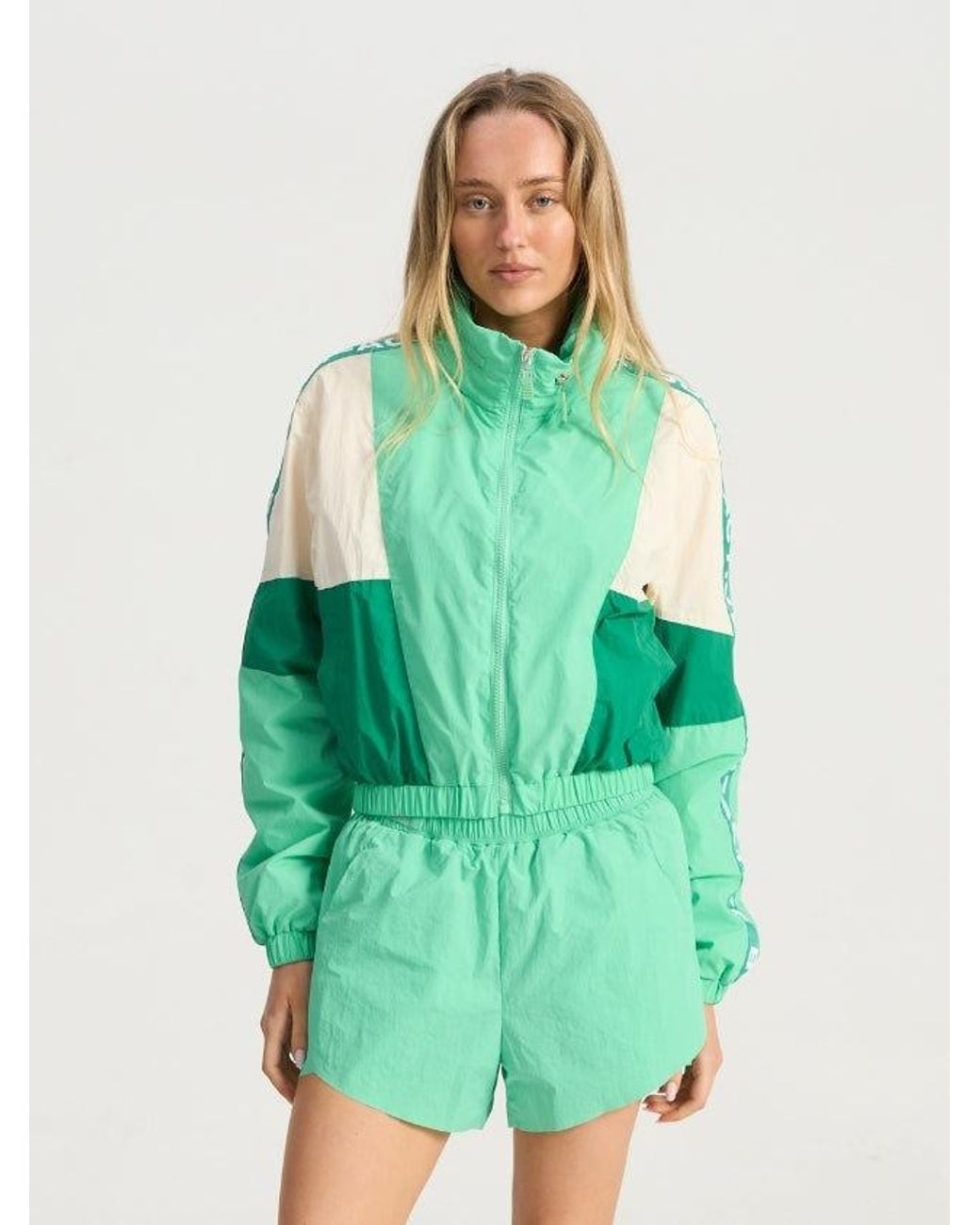 Bondi Active Green Cropped Windbreaker Hoodie