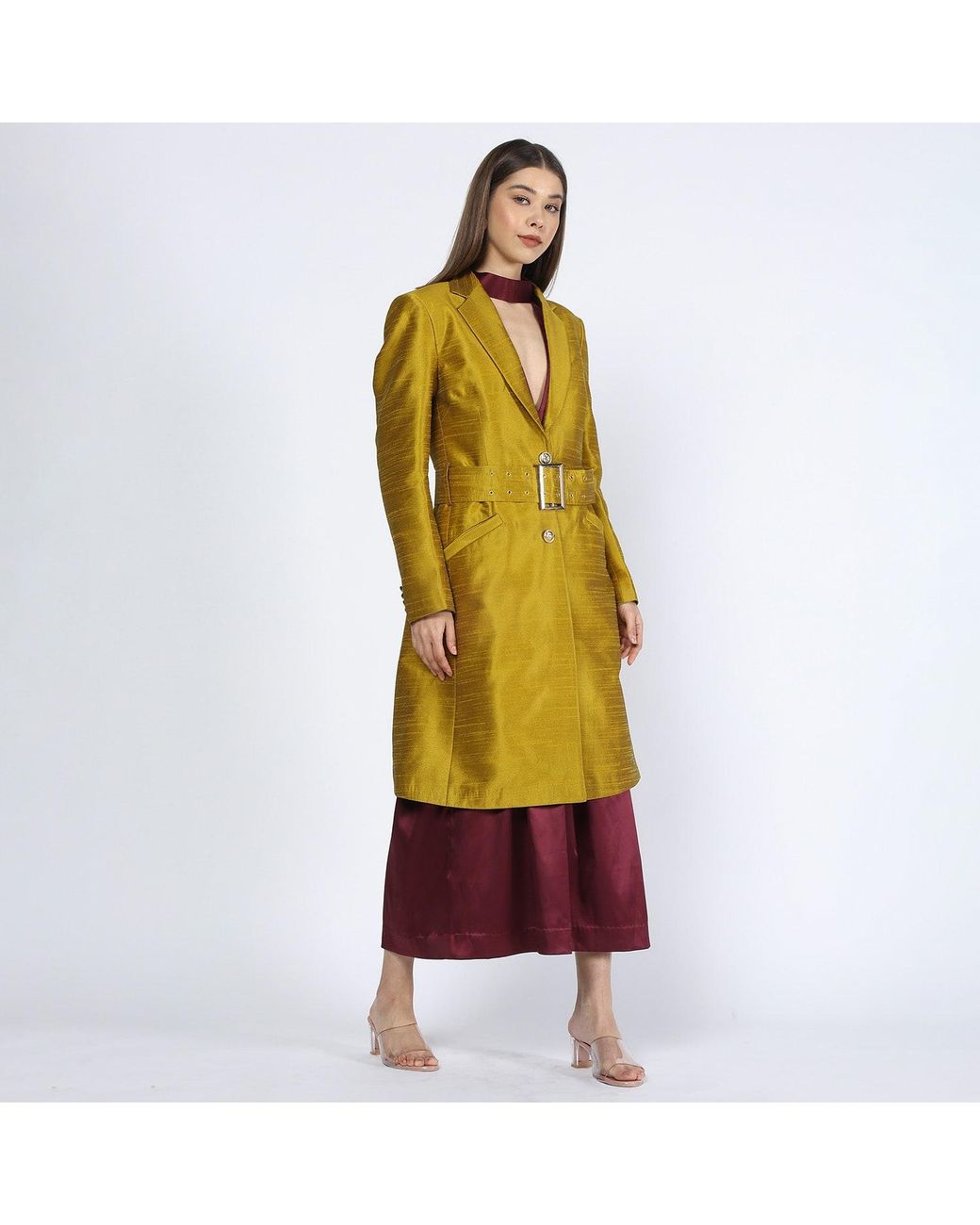 Richa Sharma Green Luxury Long Coat