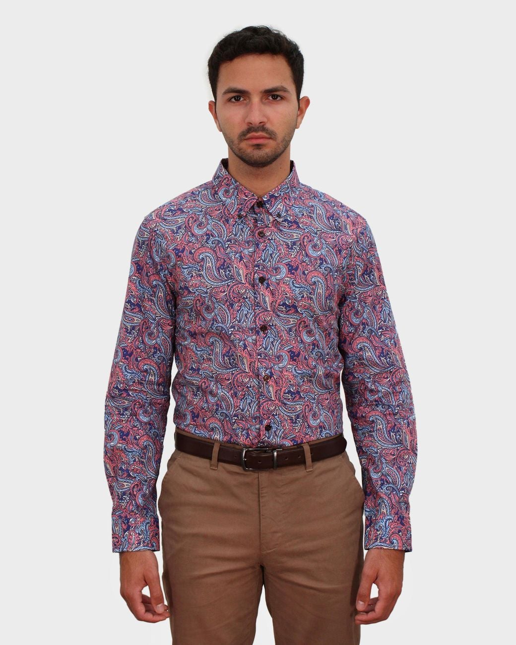 Lords of Harlech Blue Mitchell Paisley Goal Shirt for men