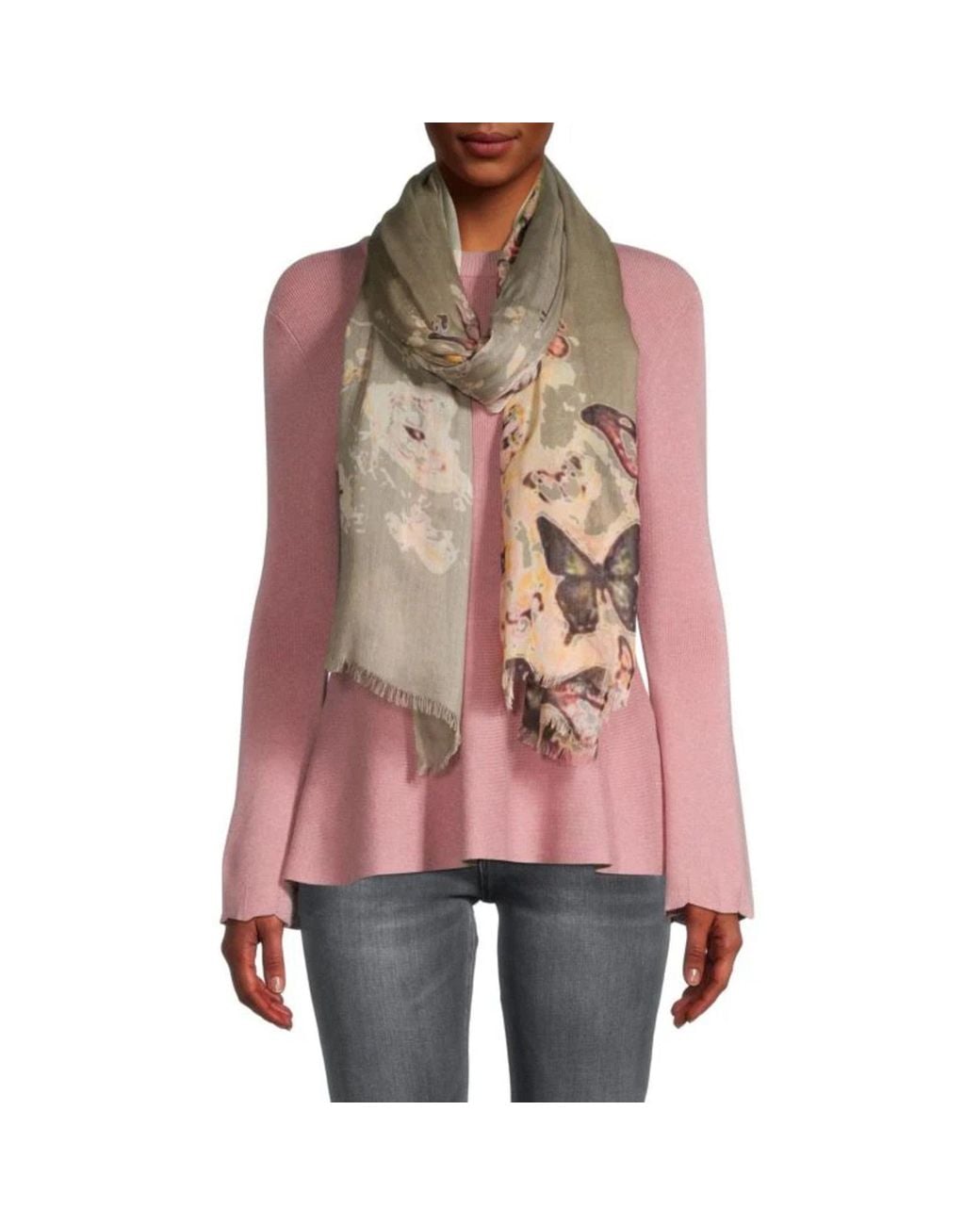 Saachi Natural Multicolored Butterfly Scarf