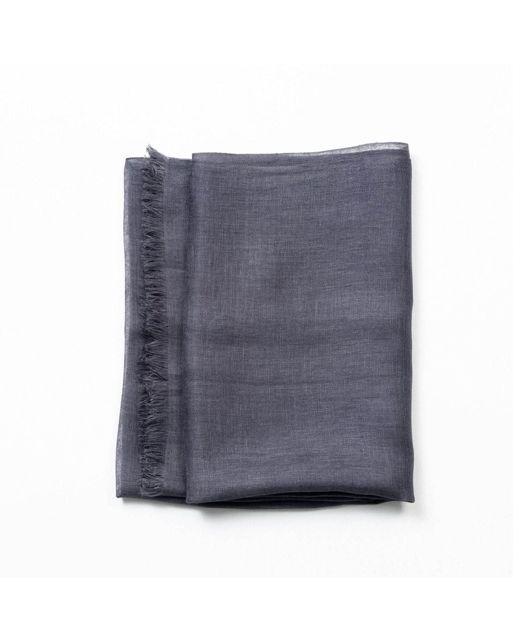 Variously Blue Charcoal Dark Hand Woven Soft Linen Silk Blend Scarf