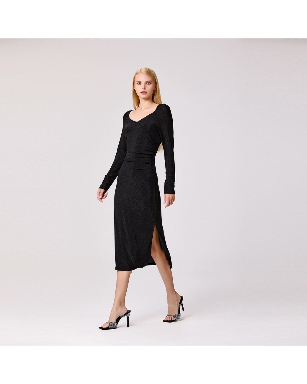 Smart and Joy Fitted Jersey Rush Side Dress in Black | Lyst