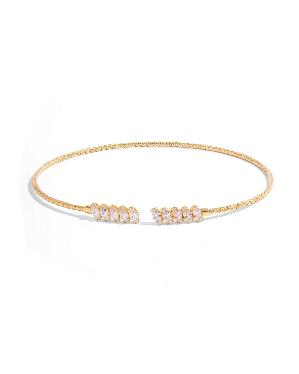 Ebru Jewelry Metallic Marquise Cubic Zirconia Woven Vermeil Choker Necklace