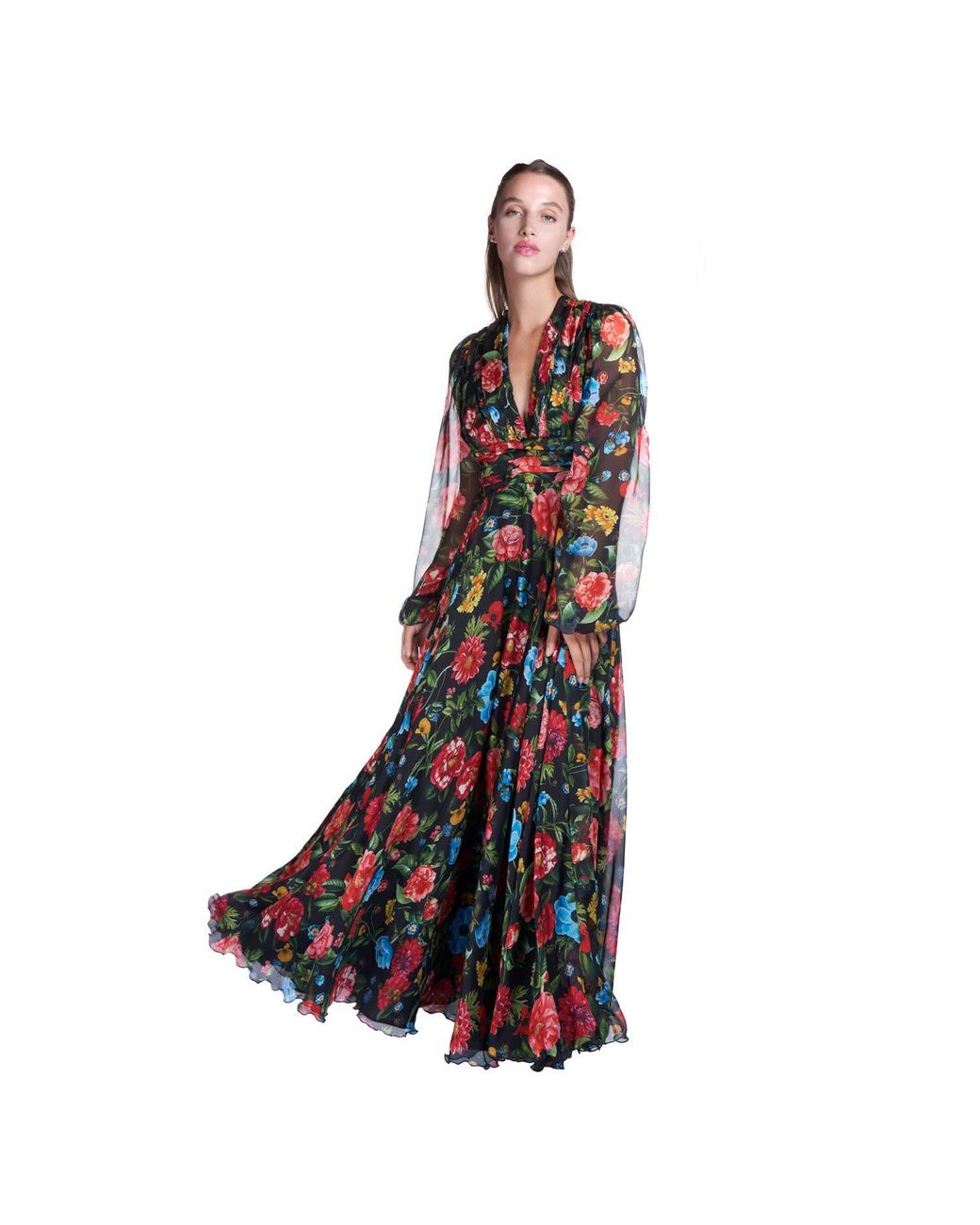 Sofia Tsereteli Black Evening Dress In Silk Chiffon