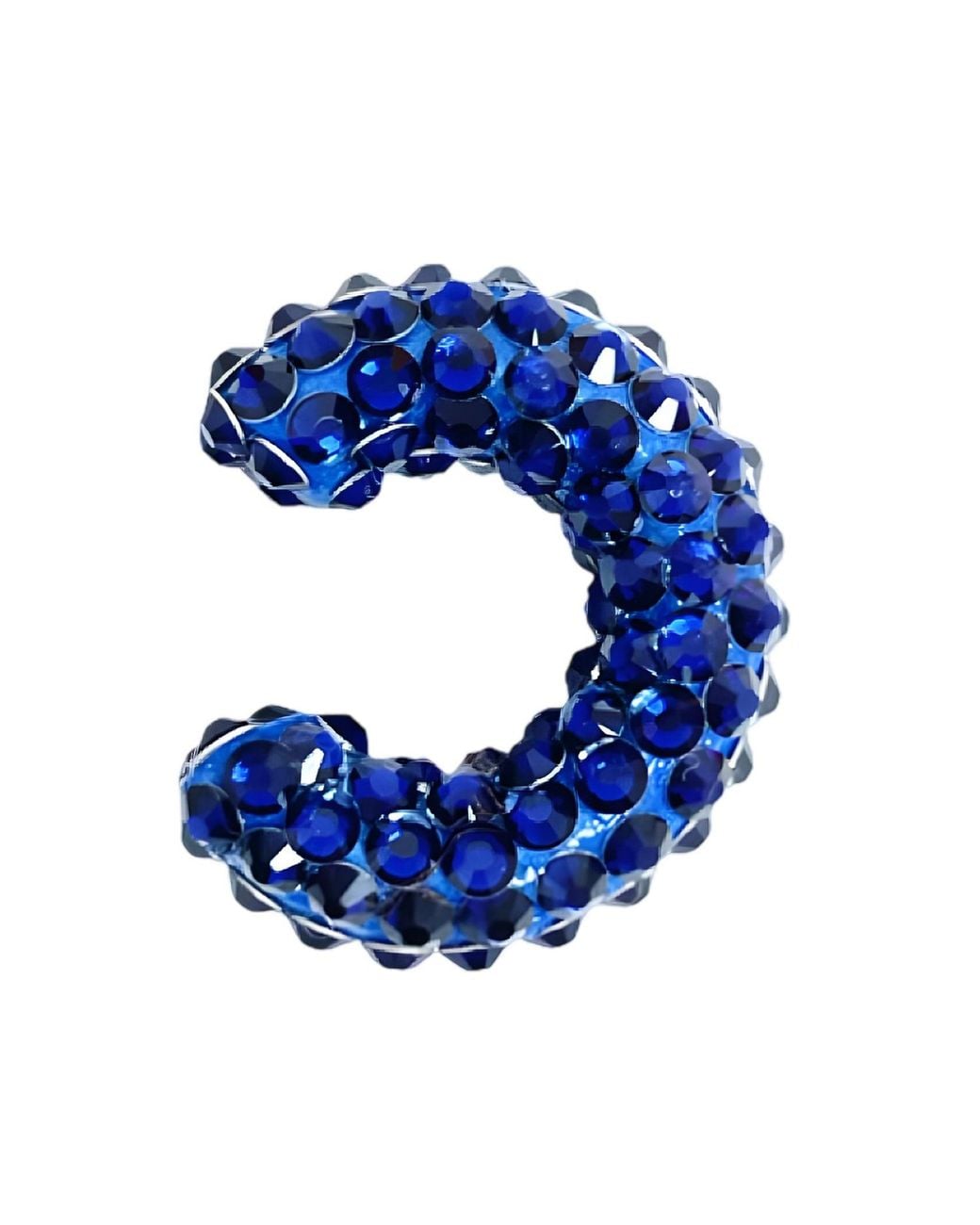 PINAR OZEVLAT Blue Crystallised Lily Ear Cuff Sapphire