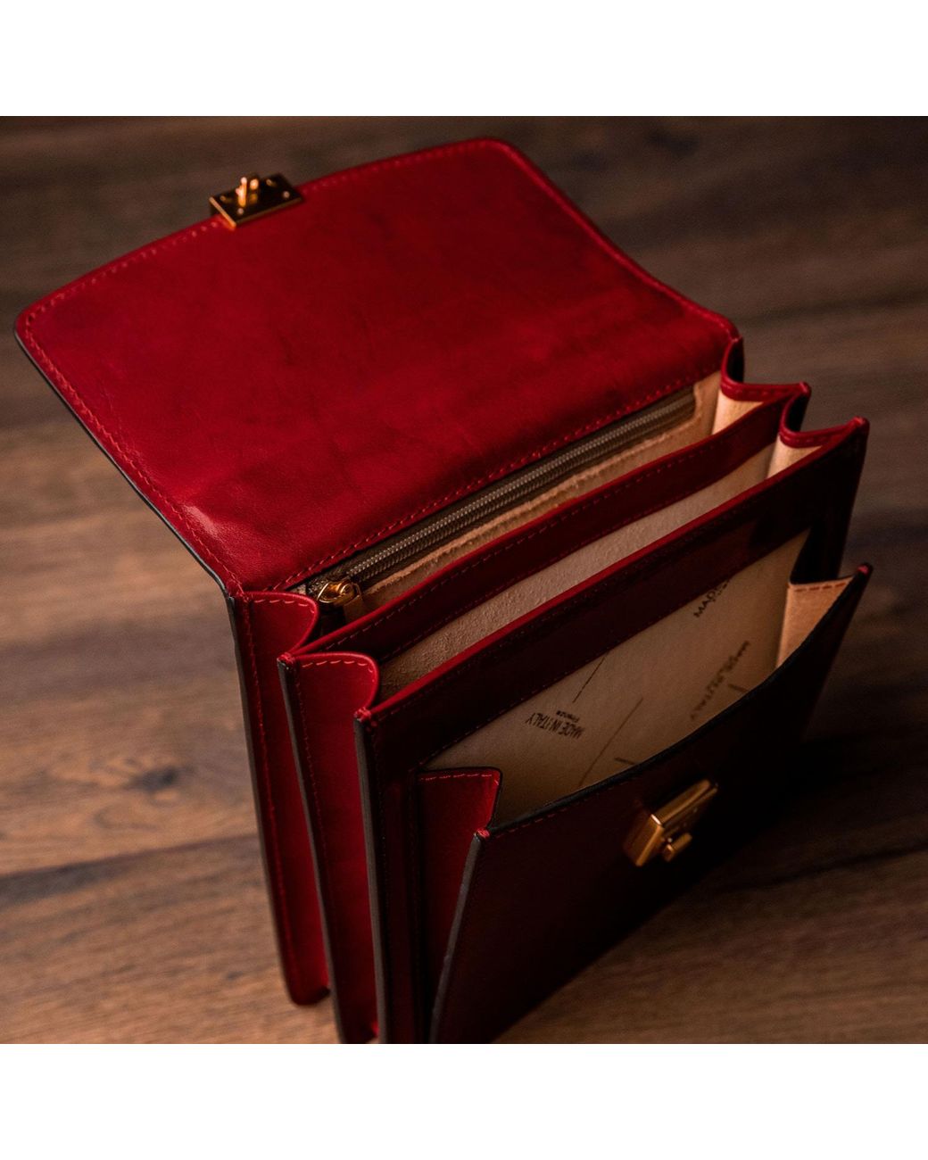 Time Resistance Red Small Leather Briefcase for men