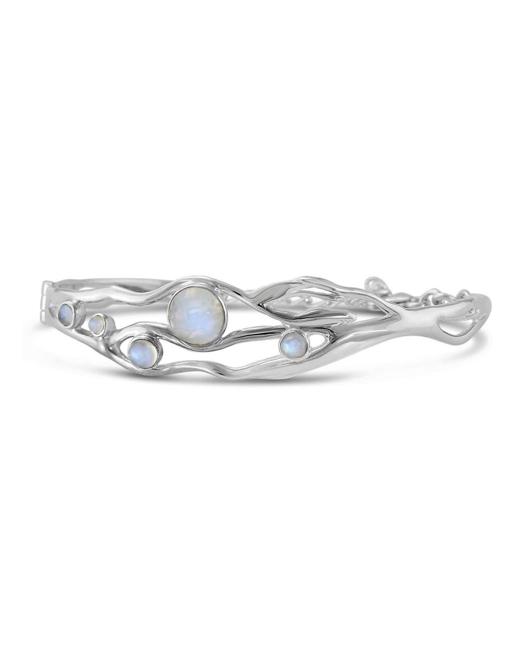 Isla Silver Metallic Sterling Moonstone Bangle