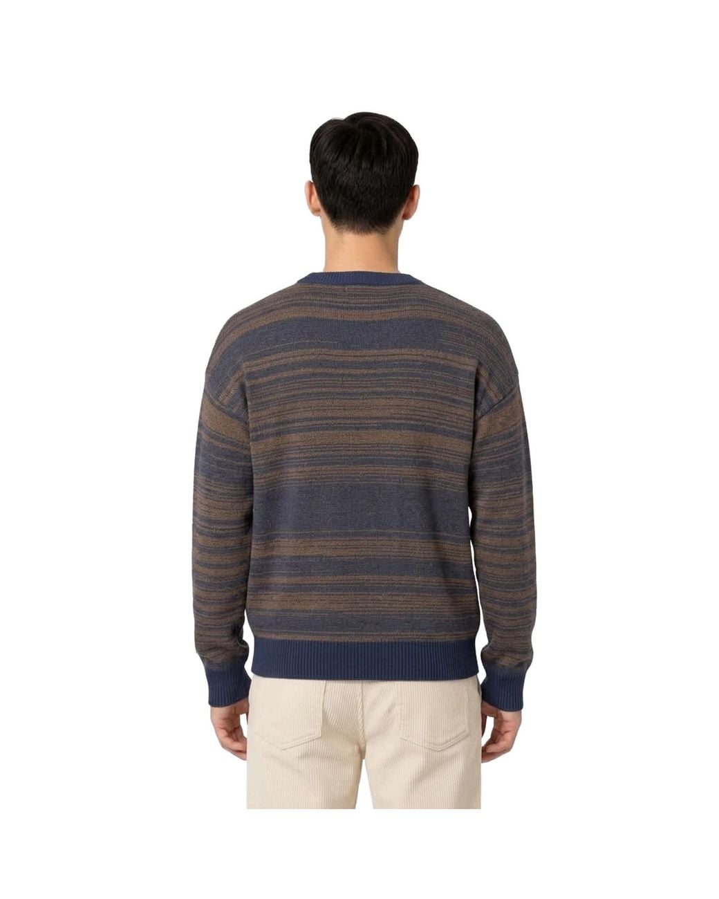 SEREN LONDON Blue Stripe Crewneck Wool Jumper – for men