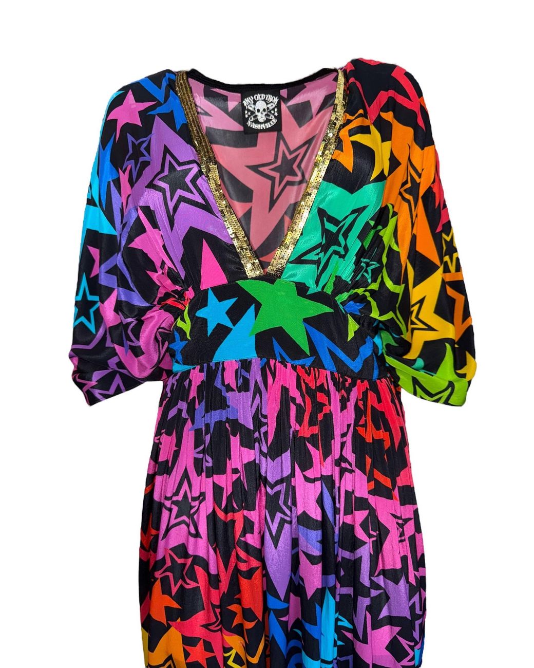 Any Old Iron White New Star Printed Kaftan Dress