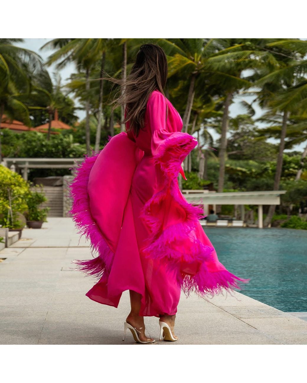 Ak Royalty Resortwear Pink Melanie Waterfall Kimono Cypress