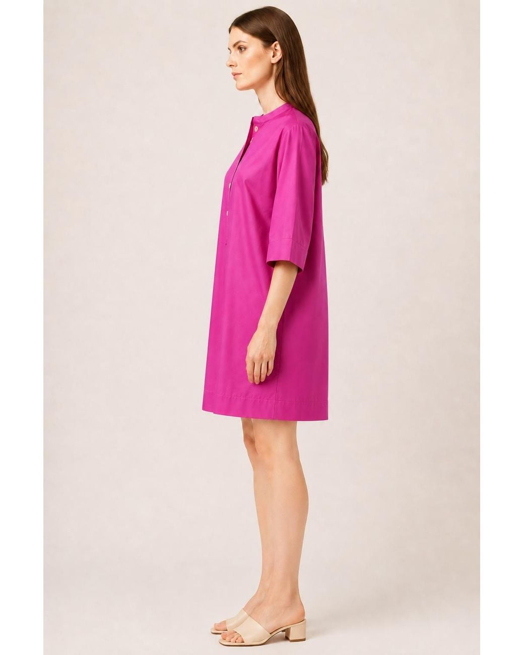 Conquista Pink Button-Placket Tunic Dress