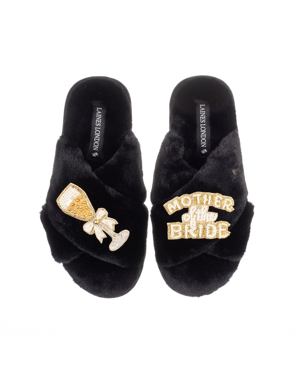 Laines London Blue Classic Laines Slippers With Mother Of The Bride Brooches