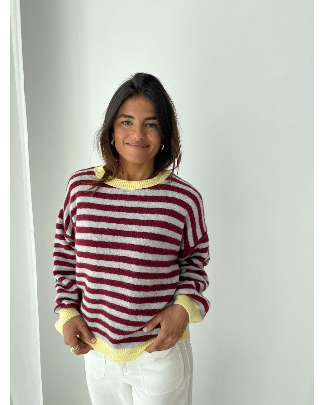 Mind Traveler Purple Burgundy & Striped Pia Sweater