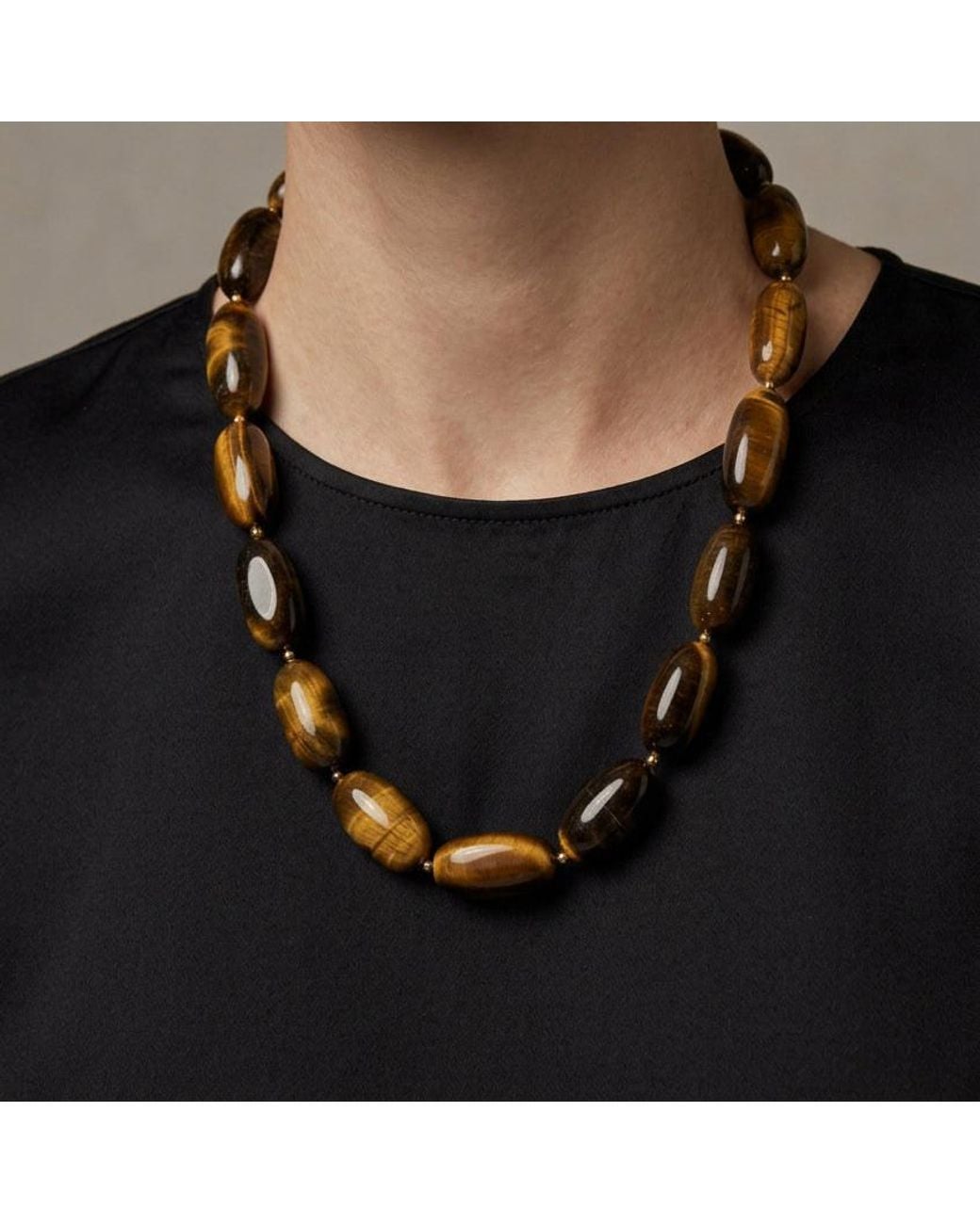 Lexi Jewelry Black Golden Ember Tiger Eye Statement Necklace