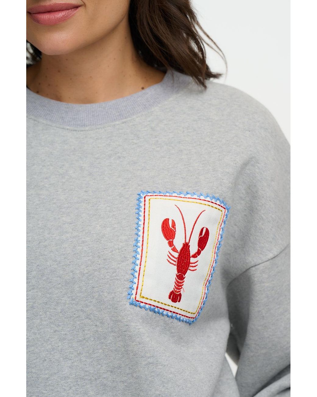 Sugarhill Gray Eadie Relaxed Sweatshirt Marl, Lobster