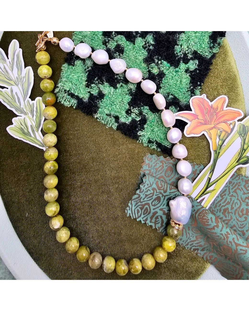 Farra Yellow Opal And Freshwater Baroque Pearl Classic Necklace