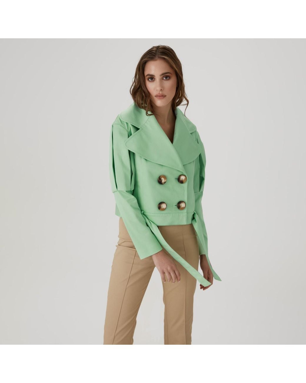 Lita Couture Green Statement Jacket With Oversized Lapels