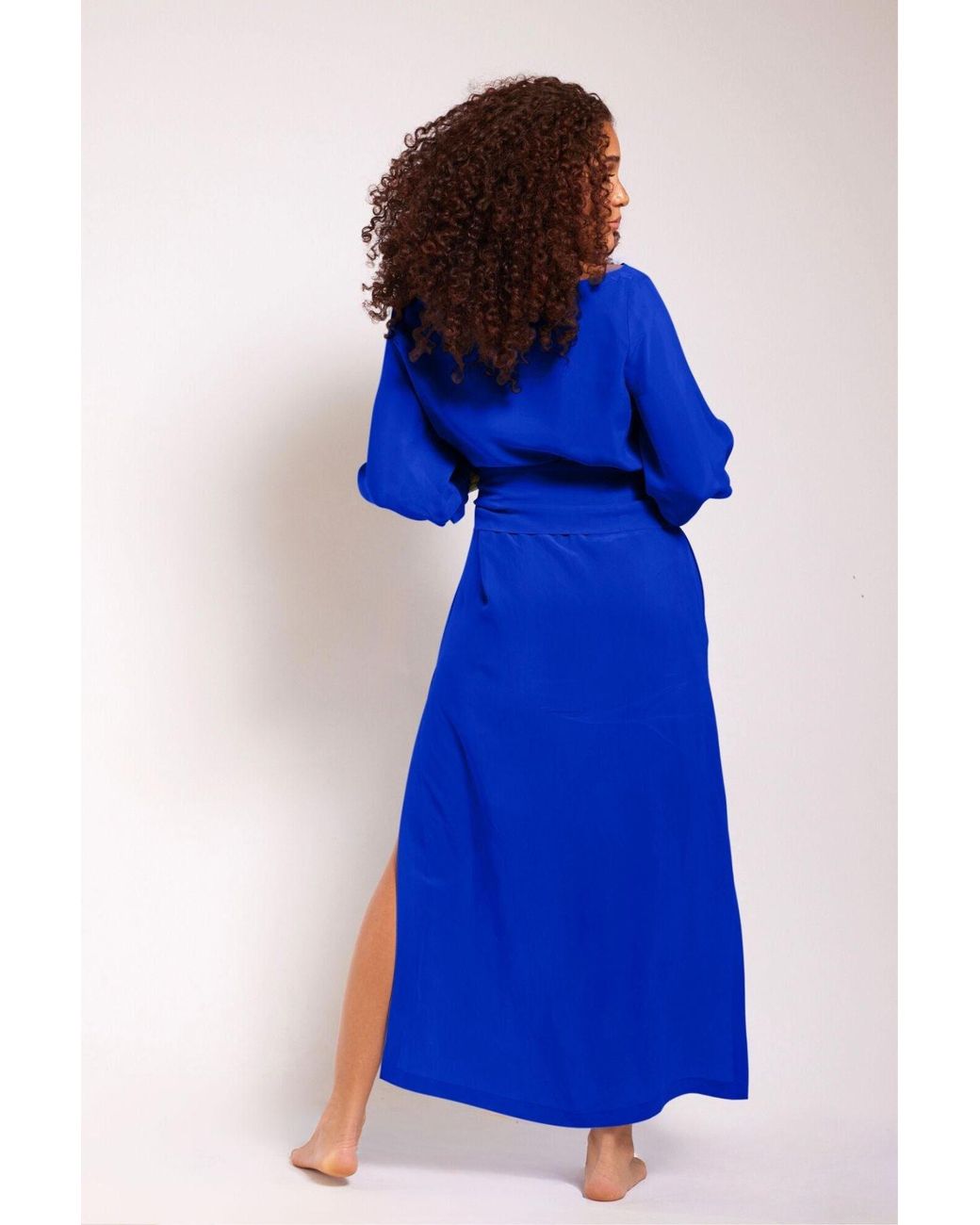 Yomisma Blue She's A Royal Chiapas Embroidered Kaftan — Artisanal Handcrafted Resort Dress