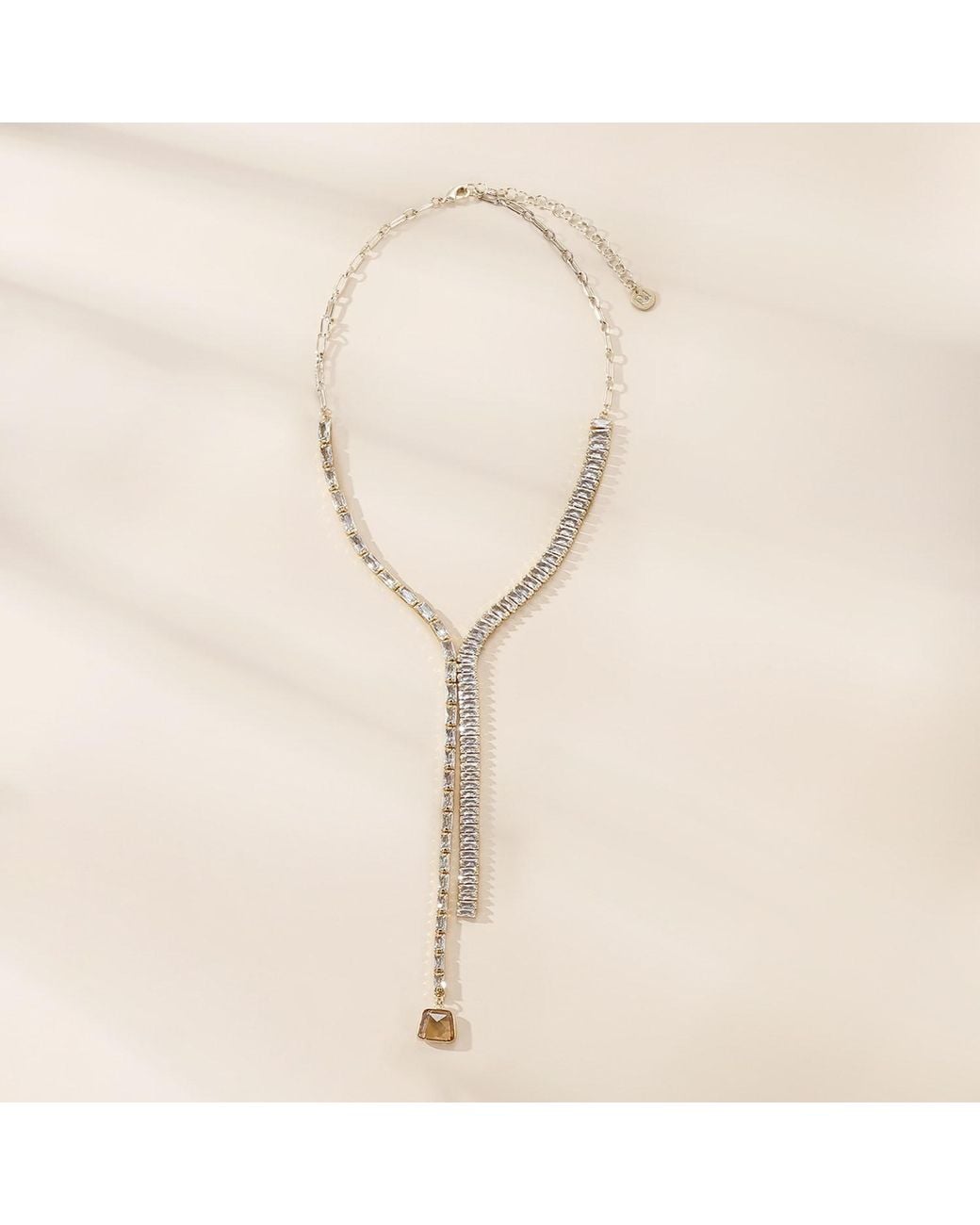 Rare Matters Jewelry Metallic Neutrals Golden Hour Clear Lariat Necklace