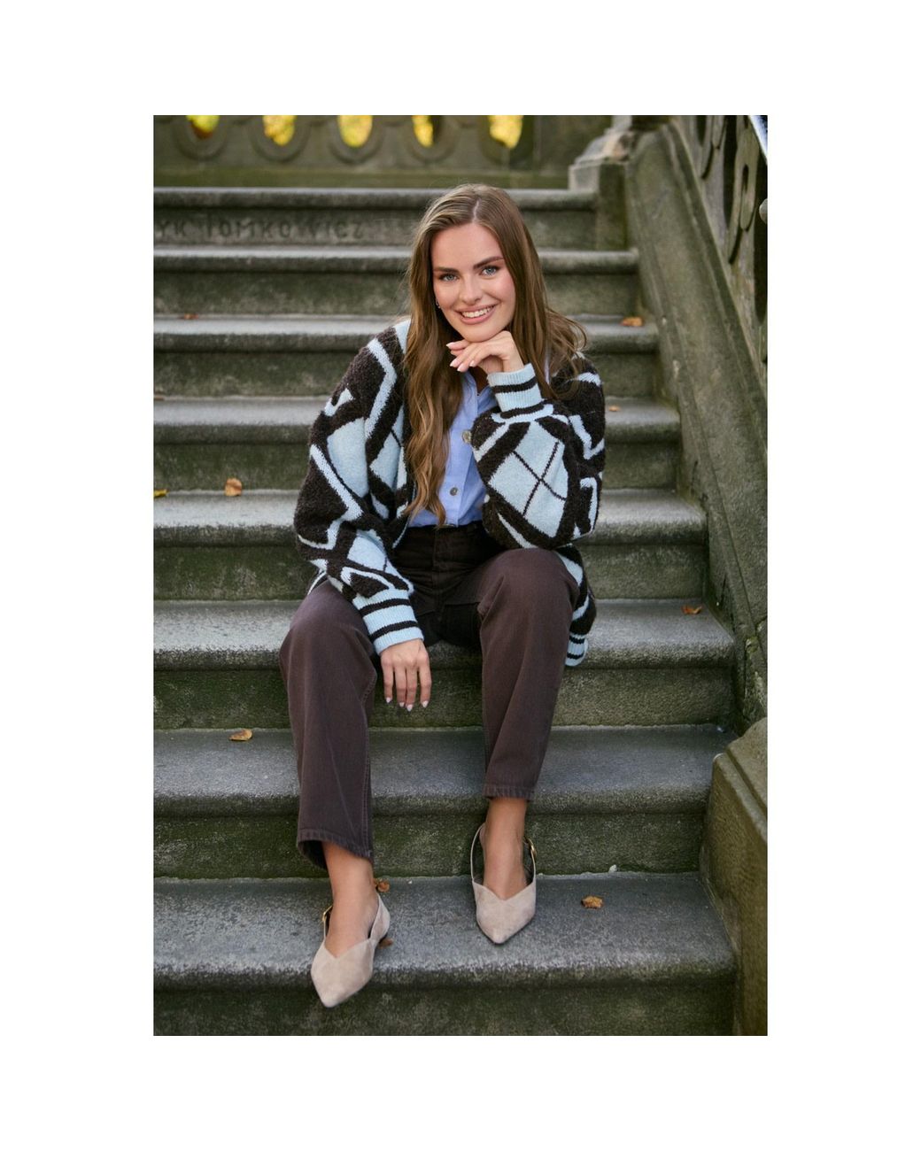 Saachi Black Open Argyle Knit Cardigan