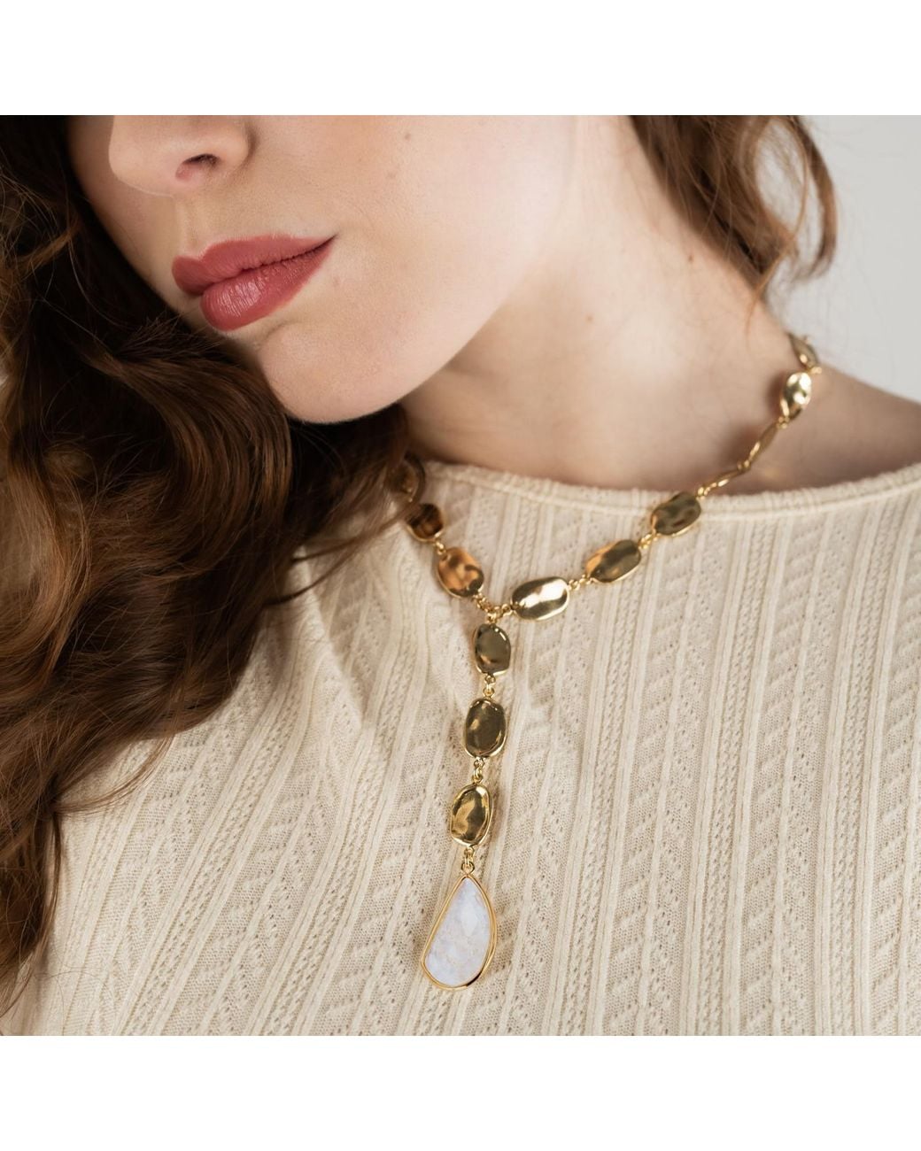 Rare Matters Jewelry Metallic Golden Drift Clear Quartz Necklace