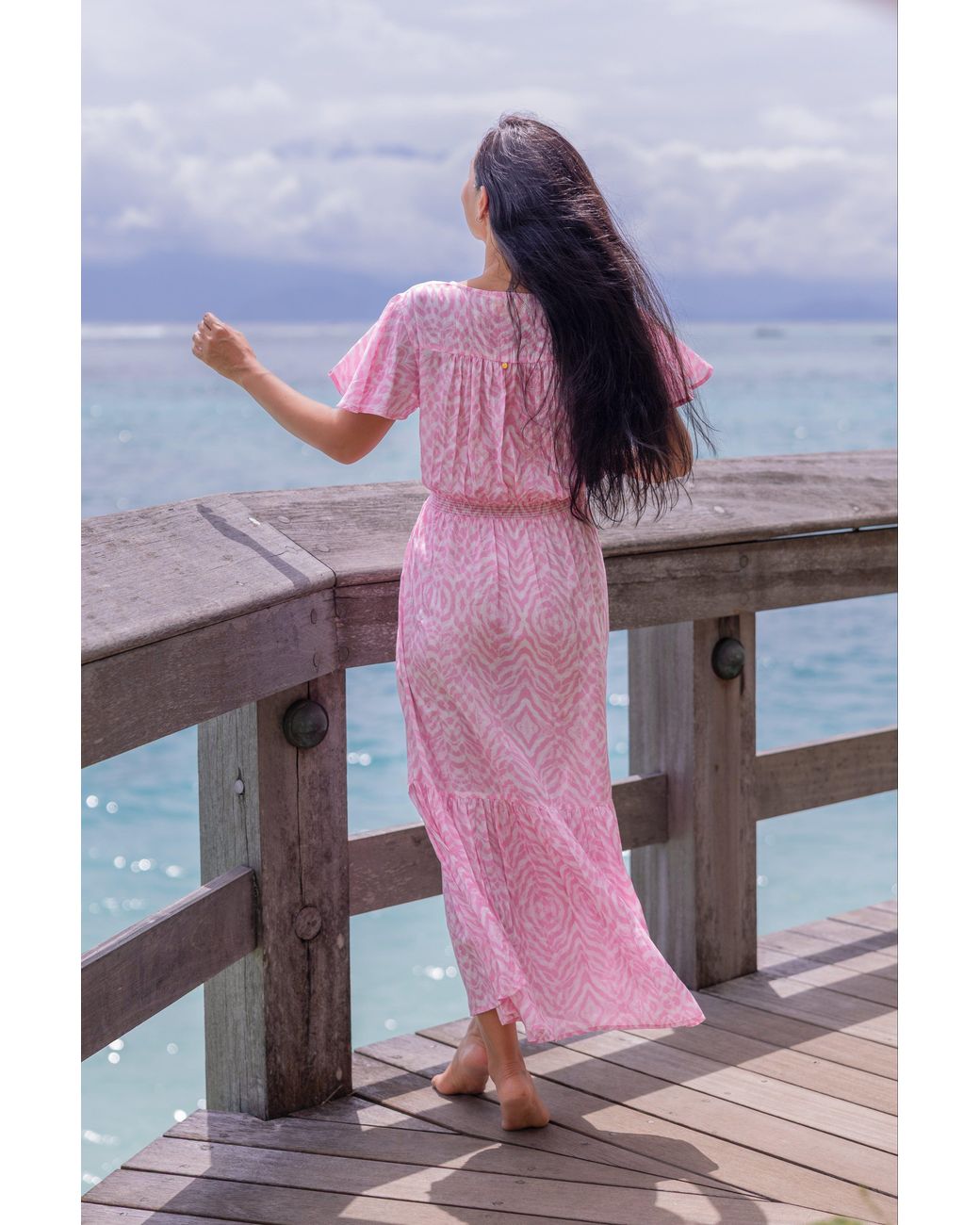 Sophia Alexia Pink Shell Zebra Florence Maxi Dress