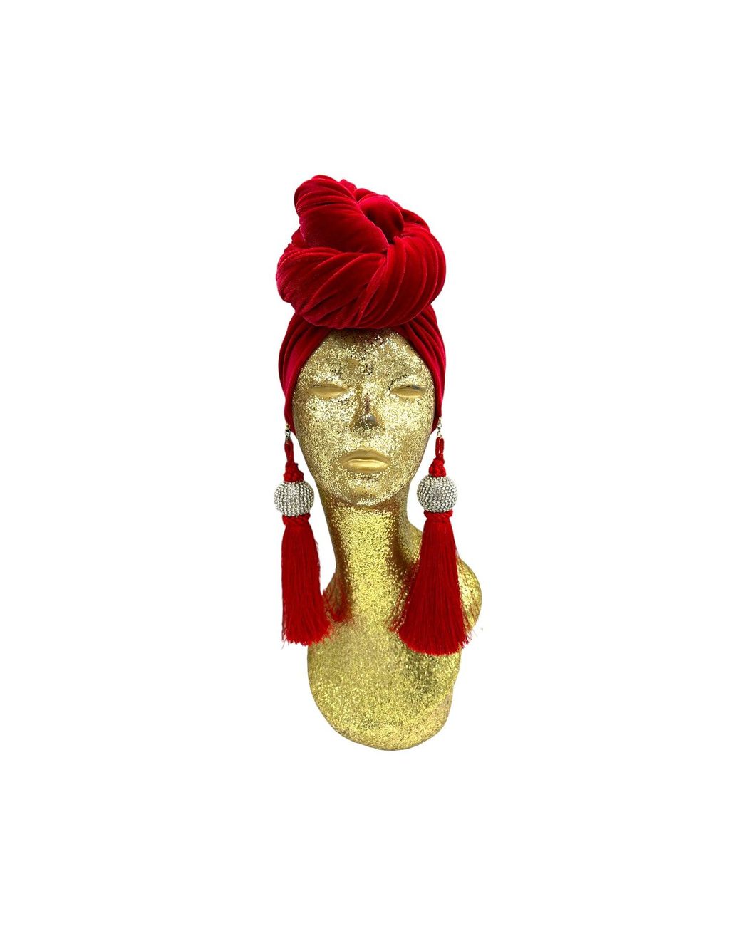 Julia Clancey Red Ruby Disco Ball Turban