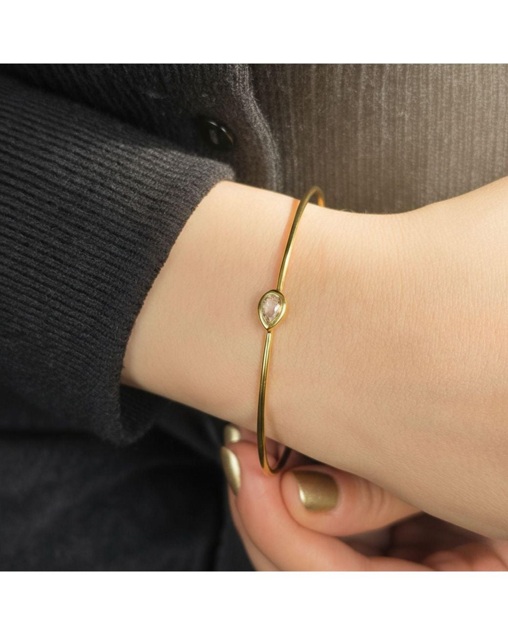 Sophelia Metallic Plated Topaz April Birthstone Crystal Bangle