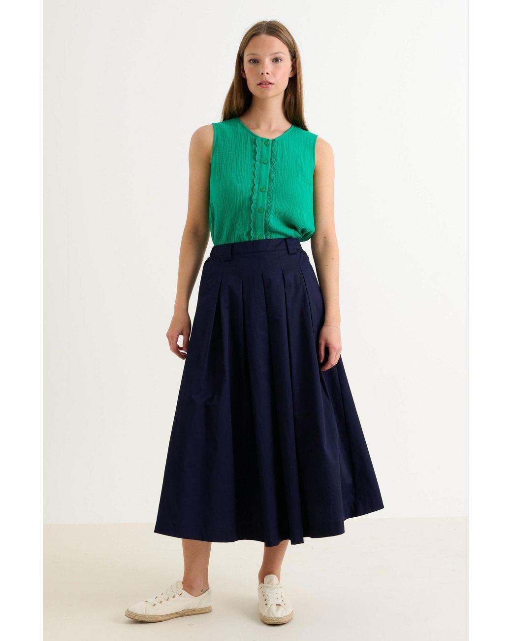 Louche Blue Alexia Recycled Cotton Midaxi Skirt