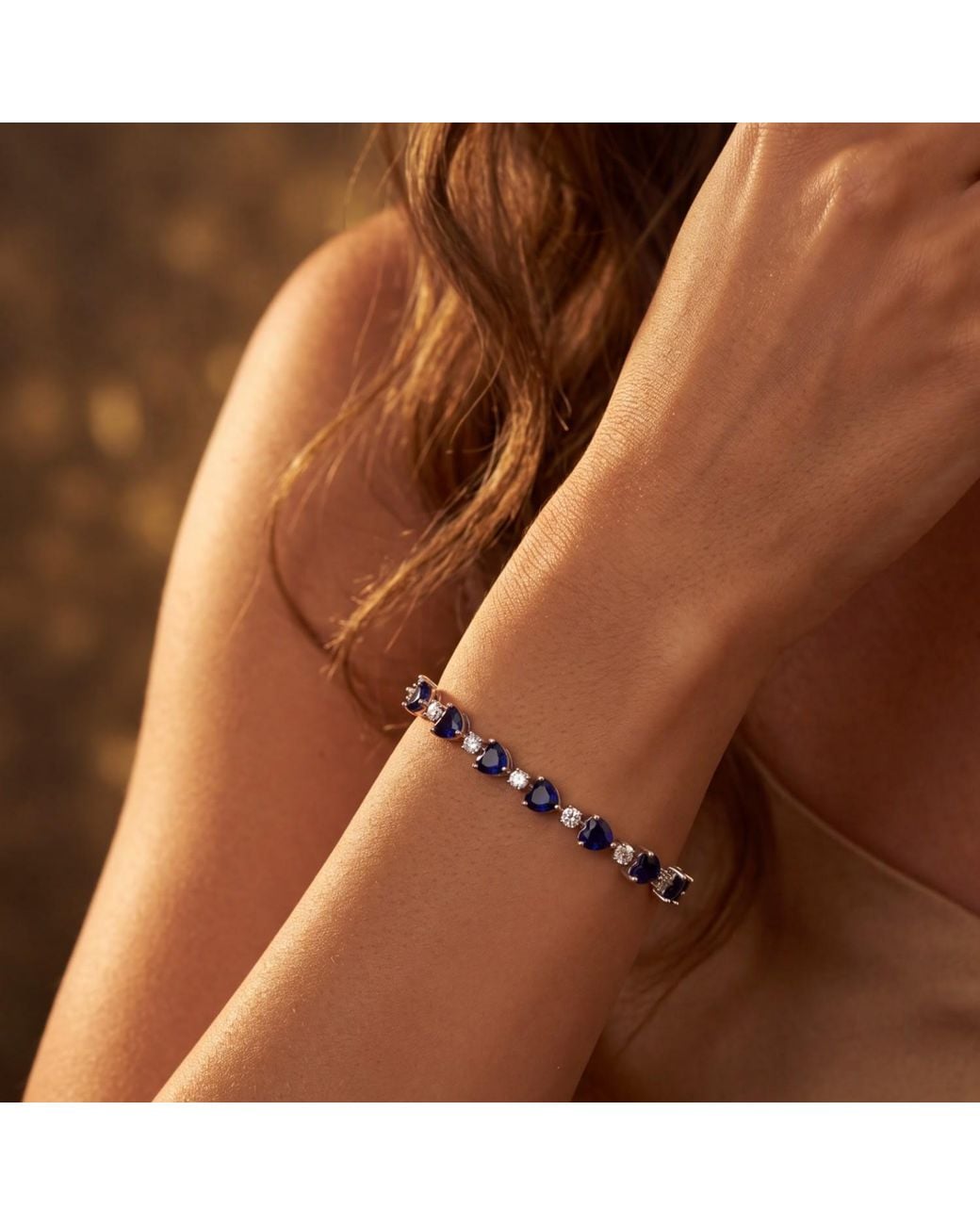 Latelita London Blue Asscher Cut Heart Tennis Bracelet Sapphire