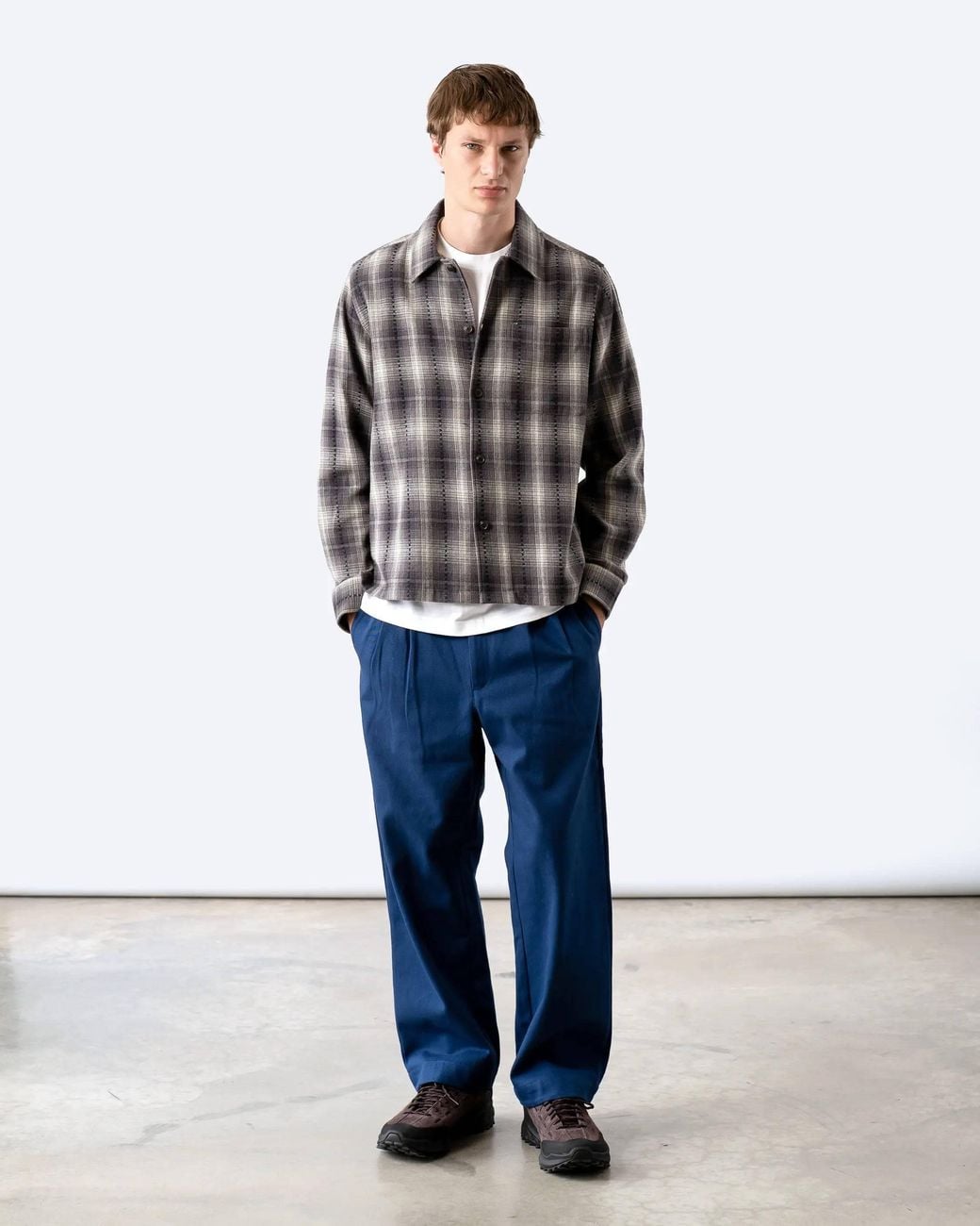 Far Afield Gray Kali Check Busey Shirt for men