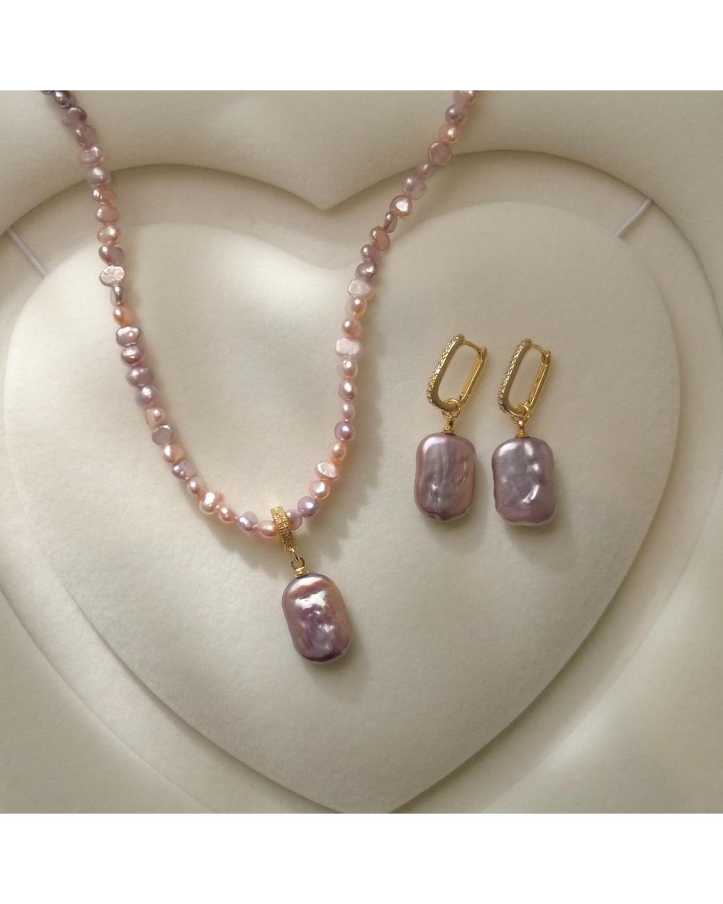 Ninemoo Metallic Rectangular Baroque Pearl Necklace
