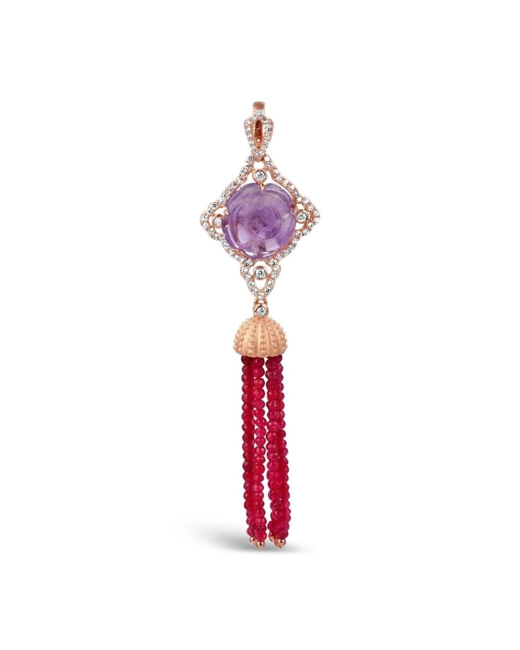 Bellus Domina Multicolor Sterling Silver Amethyst & Garnet Tassel Necklace