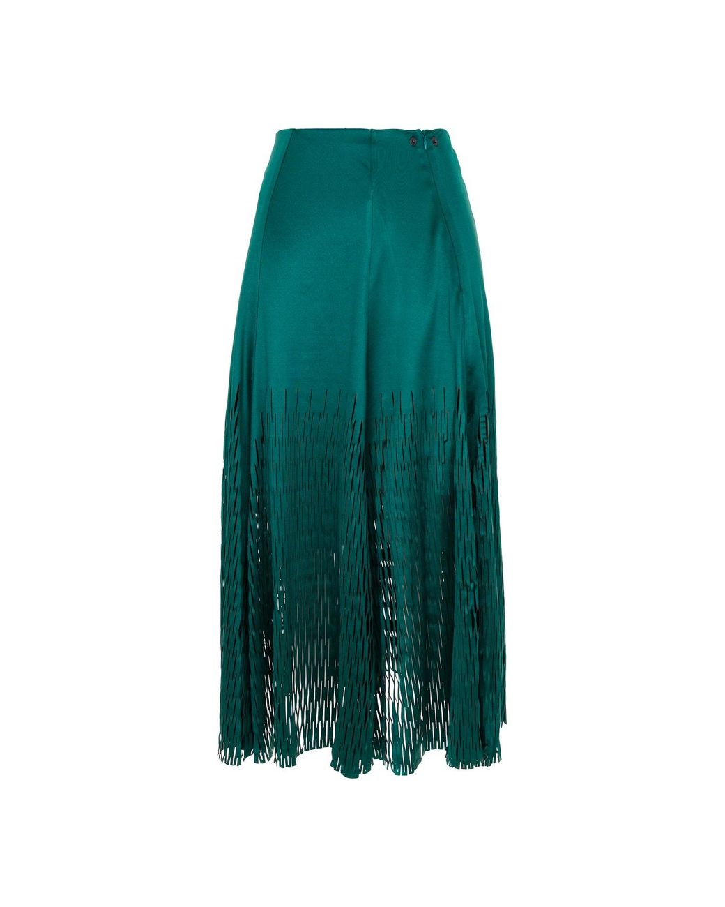 Silvia Serban Green Midi Laser Cut Paneled Skirt